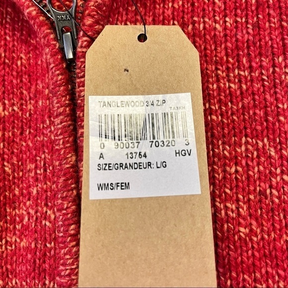 WOOLRICH large sweater Tanglewood quarter zip red new 3/4 pullover. - Picture 6 of 8